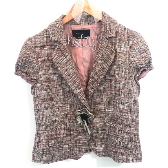 BCBGMaxAzria Silk Tweed Cap Sleeve Blazer medium - Picture 1 of 7